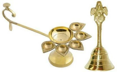 DARIDRA BHANJAN Combo Of 5 Face Puja Camphor Burner Lamp Panch Aarti Jyoti With Brass Nagpari Head Pooja Puja Bell Ghanti Brass Brass Pooja Bell, pooja ganti Brass (Pack of 2) Table Diya(Height: 2.5 inch) DARIDRA BHANJAN Combo Of 5 Face Puja Camphor Burner Lamp Panch Aarti Jyoti With Brass Nagpari Head Pooja Puja Bell Ghanti Brass Brass Pooja Bell, pooja ganti Brass (Pack of 2) Table Diya(Height: 2.5 inch)