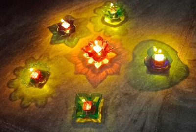 DANGIGEV Plastic (Pack of 12) Table Diya Set(Height: 2 inch)