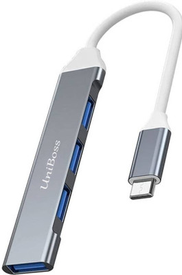 UniBoss 4 Ports Type C Hub For Tablets, Smartphones, Laptops Type C USB Hub Type C USB Hub(Grey)