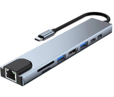 amp Type C Hub Type-C Hub (8-in-1), USB Hubs & Docks, For Mac & Windows,4K HDMI, 2 USB 3.0, 2 USB-C ports Fast Charging, SD/TF Card Reader,RJ45 Ethernet(Grey)