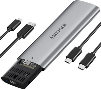 sounce USB 3.2 10Gbps, Tool-Free M.2 NVMe Case NVME M.2 Enclosure PCI-E NVME Reader USB-C, Supports M & B&M Keys, 2230/2242/2260/2280 SSDs, REALTEK RTL9210 Chipset(Silver Grey)