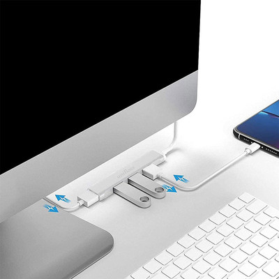 UniBoss USB Hub 3.0 for PC-4 Port High Speed USB Hub for Laptop 4-in-1 USB Hub 3.0 Port, PD 65W Docking Station for MacBook USB 3.0 Hub(Grey)