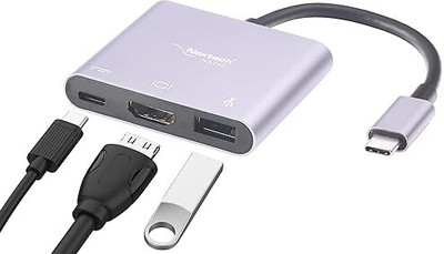 Nextech-USB-C-to-3-in-1-Multiport-Dock-with-HDMI-4K-USB3-0-87W-PD-NA14C-Docking-Station-Silver