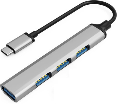 GITRU 3 in 1: USB Type C Hub with 1 USB 3.0 Port (Top) & 3 USB 2.0 Ports (Side) Type C 4 Port USB Hub(Silver)