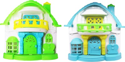 Aseenaa Doll House (60 Pcs) Dollhouse Set For Above 3 Years Girls & Boys - Pack Of 2(Blue, Green)