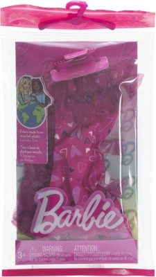 BARBIE Doll Clothing, Fashion Pack with Ruffled Pink Heart Dress & Accessories(Multicolor)