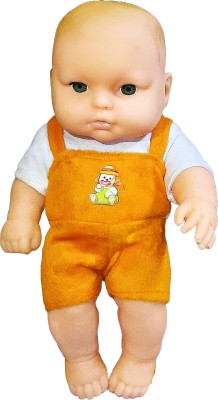 BKDT Marketing Little Boy Doll for Kids Moveable Legs & Arms with Removable Clothes Set 28 cm(Orange)