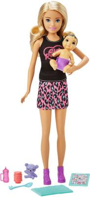 BARBIE Skipper Babysitters Blonde Doll & Accessories Set for 3 to 7 Year Olds(Multicolor)
