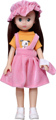 BKDT Marketing Doll Toy with Moveable Arms and Legs with Beautiful Dress, Hairs, Cap, Shoes(Pink)