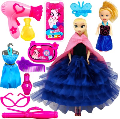 mini gifts - Anna Doll Set for Girls with 1 Baby Doll, 1 Dress and Doll Makeup Accessories(Multicolor)