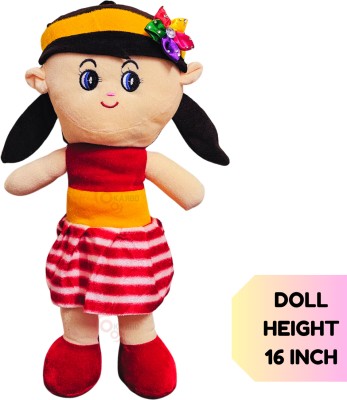 KARBD Flixie Rag Doll Super Soft Fabric Washable Stuffed Girl Doll for Babies Kids(Red)