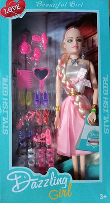 K A Enterprises New Fancy Doll with Long & Colorful Hair Style Doll(Pack of 1)(Multicolor)