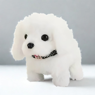 PlushVibe Hopping Walking Dog Toy and Jumping Dog Soft Barking Dog Birthday Gift for Kids(White)