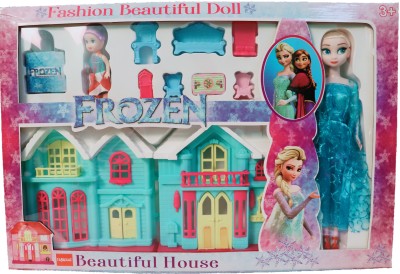 Fabulaas Frozen Doll House With Elsa Doll(Multicolor)