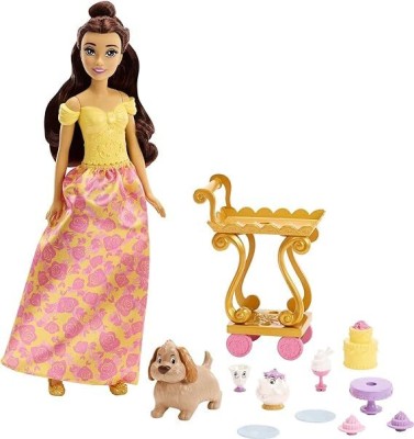 DISNEY PRINCESS Belle Tea Time Fashion Doll & Playset For Kids Ages 3+(Multicolor)