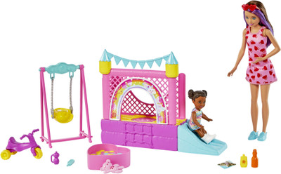 BARBIE Skipper Babysitters Inc - Bounce House Playset with Dolls & Accessories(Multicolor)