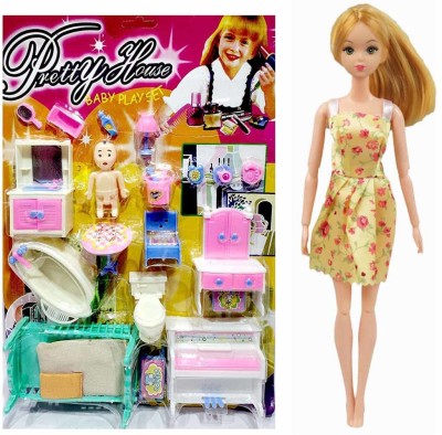 ANANYA CREATIONS PRIMEFAIR Pretty Home Baby Play Doll Sets with Small House 20 Accessories,(Multicolor)