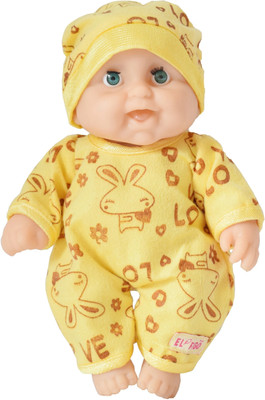 EL FIGO Cute Little Teddy Boy Toy in Printed Dress (Doll for Kids) Moveable Hands & Legs(Yellow)
