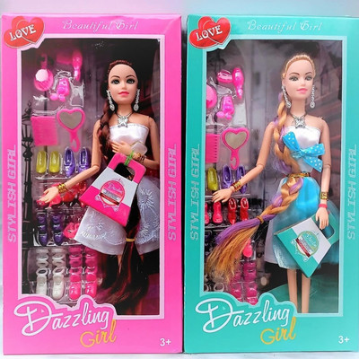 K A Enterprises Stylish Long Hair Set Doll and New Angel Doll Set for Kids(Pack of 2)(Multicolor)