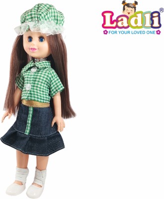 Ladli Cute Skult Girl Doll Toy with Moveable Arms Beautiful Dress, With Cap(Multicolor)