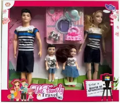 Tarak Family Doll Set, barbie doll set for kids, barbie play set,(Multicolor)