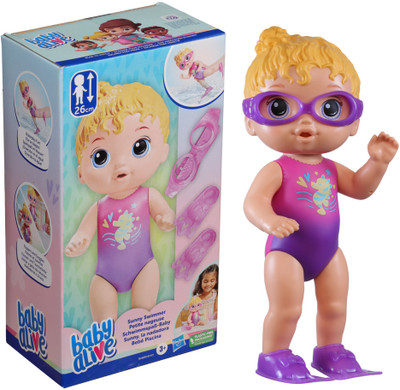 Baby Alive Sunny Swimmer Doll, 10-Inch Water Baby Dolls for 3 Year Old Girls(Multicolor)