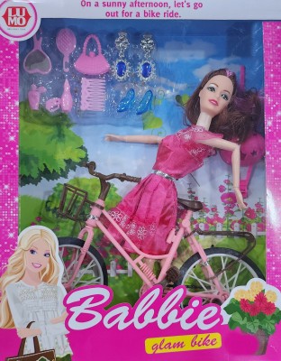 Fratelli Babbie Doll with Cycle and 3D Eyes & Made to Move Hands with many Accessories(Pink)