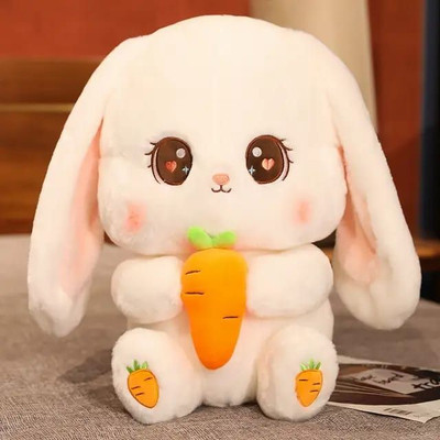 snuglystuff Soft Plush Carrot Bunny, Soft Toy For Girls, For Kids and Babies, Gifting  - 30 cm(White)