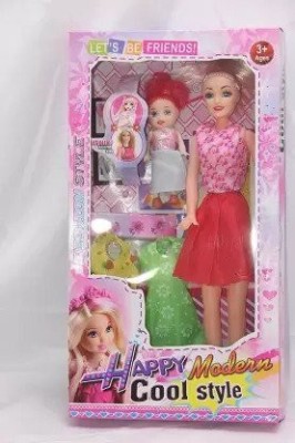 Sheetla Modern Happy Little Girl Cool Doll With Extra Dresses(Multicolor)