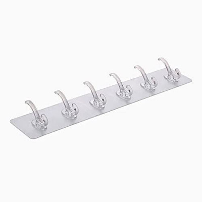 KRAZE self Adhesive Wall Mounted 6 Strip Hook Hook Rail 1(Pack of 1)