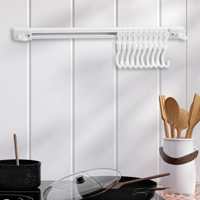 PUHBRHY Multifunctional Wallmounted Hanger Hook Rail for Kitchen/Bathroom/Office/Bedroom Door Hanger