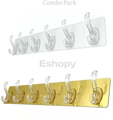 ILASARIYA Self Adhesive Sticky Wall Hook Five in One Hook Hook Rail 6(Pack of 1)