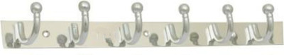 BATHONIX Vintage Hanger Stainless Steel 6 Pin Cloth Hanger Wall Mounted (Pack of 1) Door Hanger