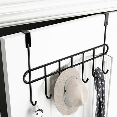 RARE-ZONE Over The Door Hook Hanger With 7 Hooks For Clothes, No Drilling Required (Black) Door Hanger