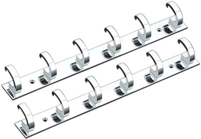 APERSON Rounded 6 Pin Glossy Hooks Wall Mounted Hook ,Door Hooks Rail (Pack of 2) Door Hanger