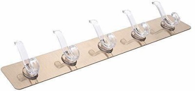 FLYLEAF Self Adhesive Heavy Duty Hook Rail with 6 Hooks (No Drill/Nail) HG017 Hook Rail 6(Pack of 1)