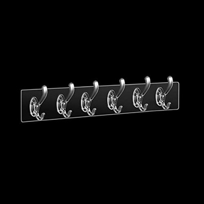 KRAZE Self Adhesive Wall Mounted Hooks Strip with 6 Hooks, Bathroom Towel Hook Rail Hook Rail 6(Pack of 1)