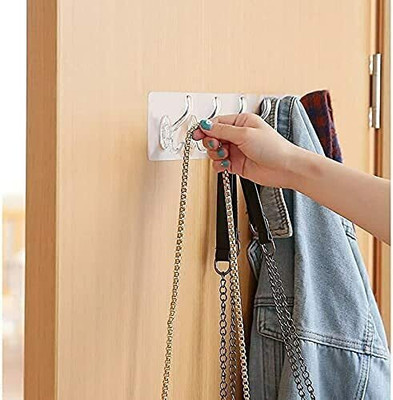 ILASARIYA Adhesive Wall Hooks Heavy Duty Hooks Magic Stickers hook Self Adhesive Hook Rail 6(Pack of 1)