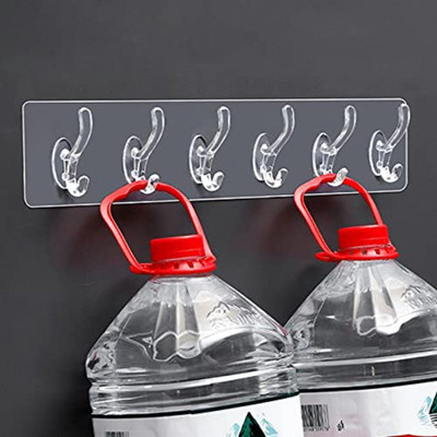 Shreejee Self Adhesive 6in 1 Hook Sticker Strip for Wall Hanging Multi-Purpose Item Hook Rail 1(Pack of 1)