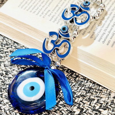 Unity Bond 6 Inches Om Evil Eye Wall Hanging For Home/Office Decorative Showpiece  -  17.8 cm(Plastic, Blue)