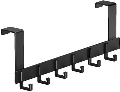 SYGA Hook Behind The Door Free Punching Hook Hanger (6-Hooks Long,Black) Door Hanger