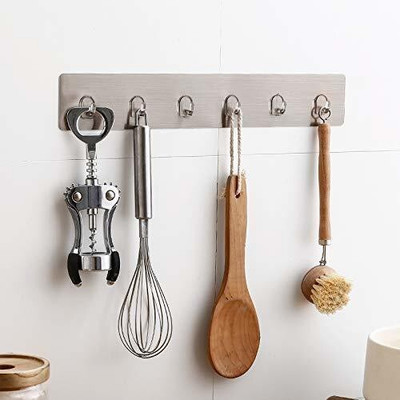 KRAZE self Adhesive Wall Mounted 6 Strip Hook Hook Rail 1(Pack of 1)