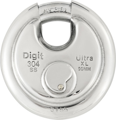 DigitLocks Digit Lock Stainless Steel Ultra XL 90mm - 4 Brass Keys Padlock(Silver)