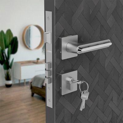 Medellin Zinc Alloy Polished, Matte Door levers(Steel, Silver)