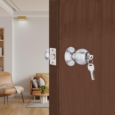 Godrej Stainless Steel Glossy Door knobs(Silver)