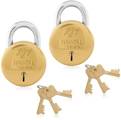 Godrej Nav-tal 7 Levers Brass Padlock Padlock(Gold)