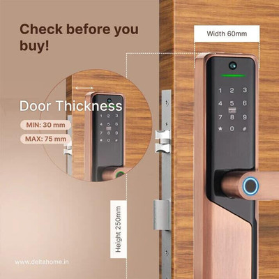DELTA HOME Aluminium Glossy Smart Lock(Black)
