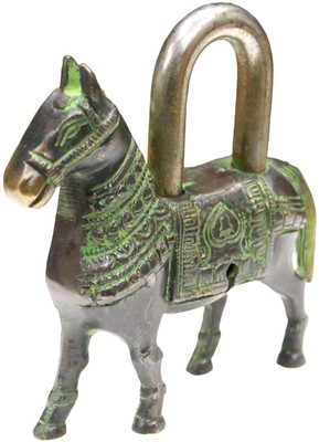 PRIME HOMES Brass Horse Pad Lock With 2 Keys Horse Shape Lock Padlock(Black)