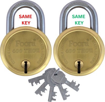 Foora Same Key 400 THOu Gold, Hardened Shackle, Double Locking, 8 Lever, Size 65mm Lock(Gold)