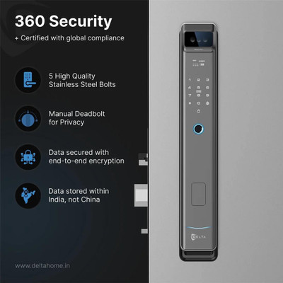 DELTA HOME Aluminium Glossy Smart Lock(Black)